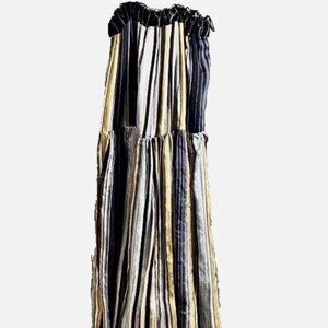 Patrizia Pepe Dress Silk Maxi Stripe Gold Silver Black sz 44 Lined Italy Holiday